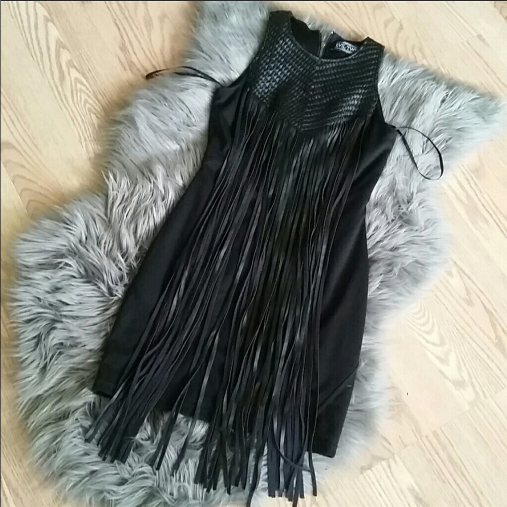 Black Fringe Mini Dress